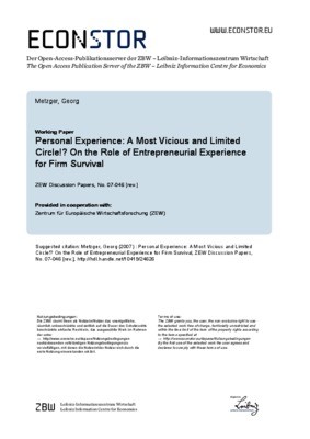Personal Experience: A Most Vicious and Limited Circle!? On the Role of Entrepreneurial Experience for Firm Survival